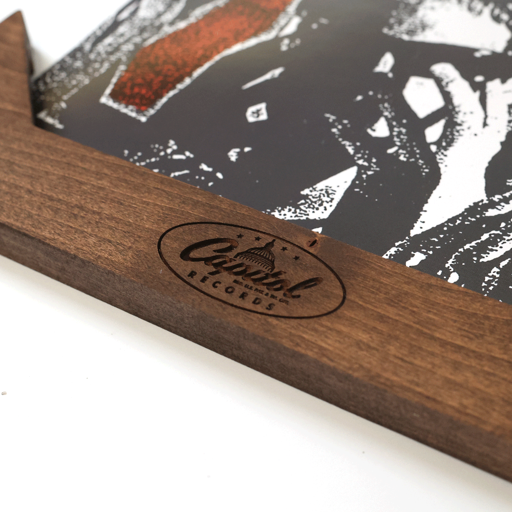 Capitol x WickerWoodWorks - Vinyl Record Display Wall Hanger dark walnut detail