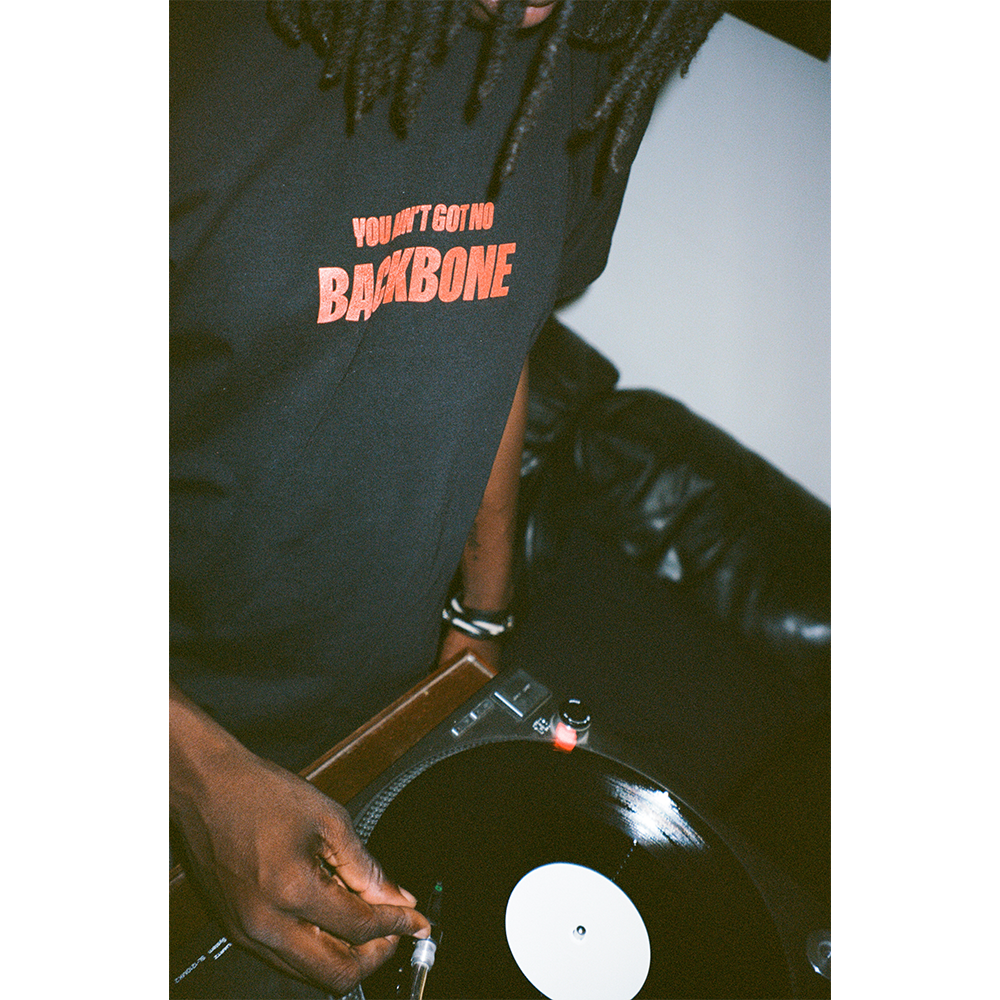 Chase & Status and Stormzy – BACKBONE Limited Edition Black Tee detail