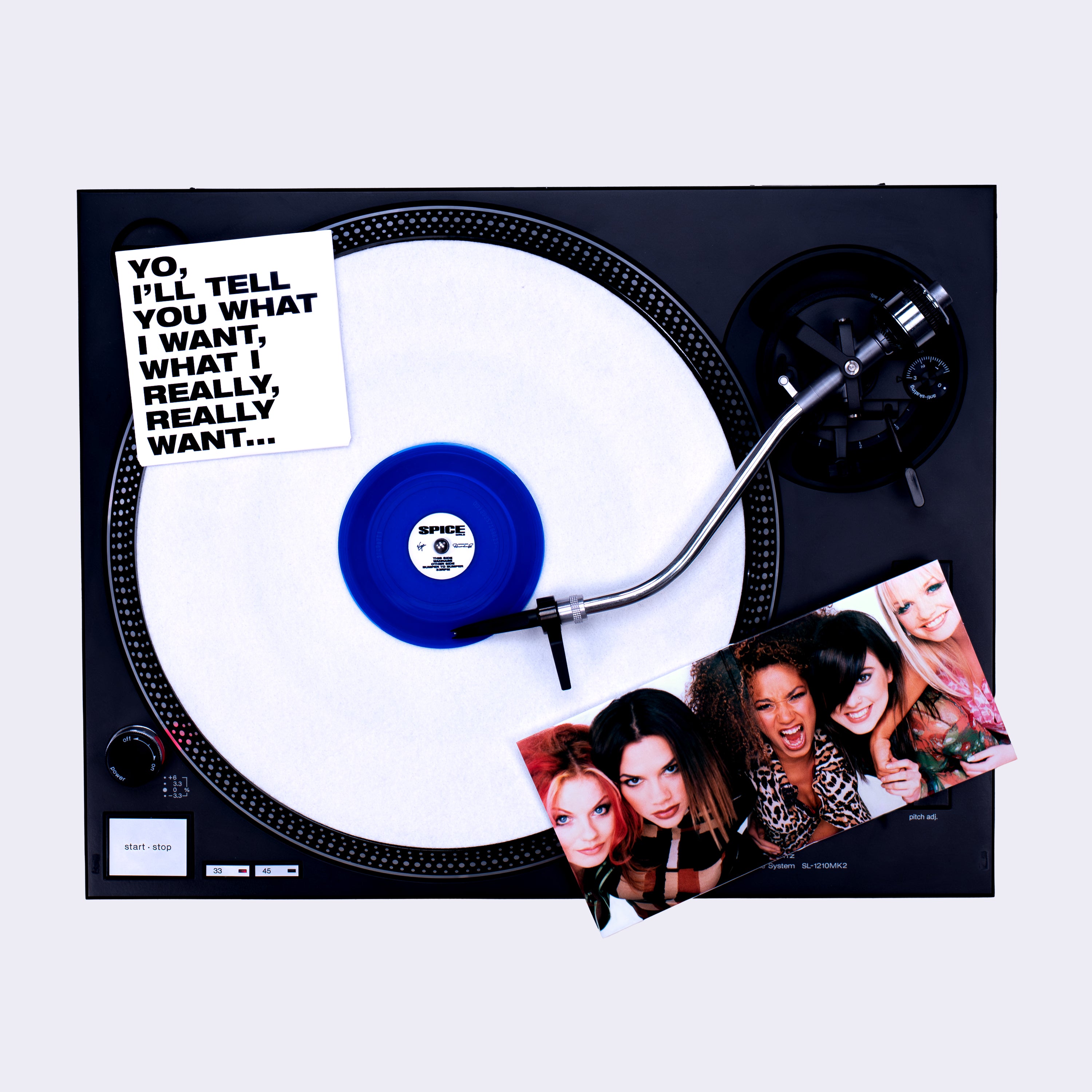 Wannabe (Cobalt Transparent) 4” Tiny Vinyl Record Player