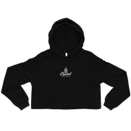 Embroidered Logo Crop Black Hoodie